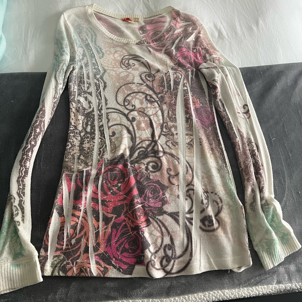 Forever 21 Multicolor Floral Long Sleeve Sweater